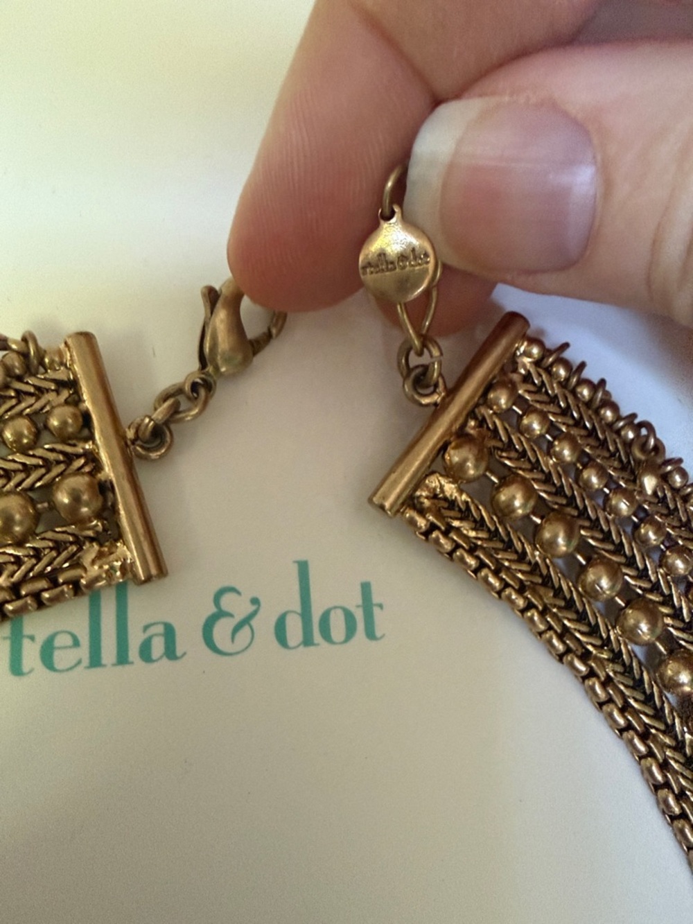 Stella & Dot Antique Gold Multi-Layer Fringe Collar Necklace - Picture 4 of 13